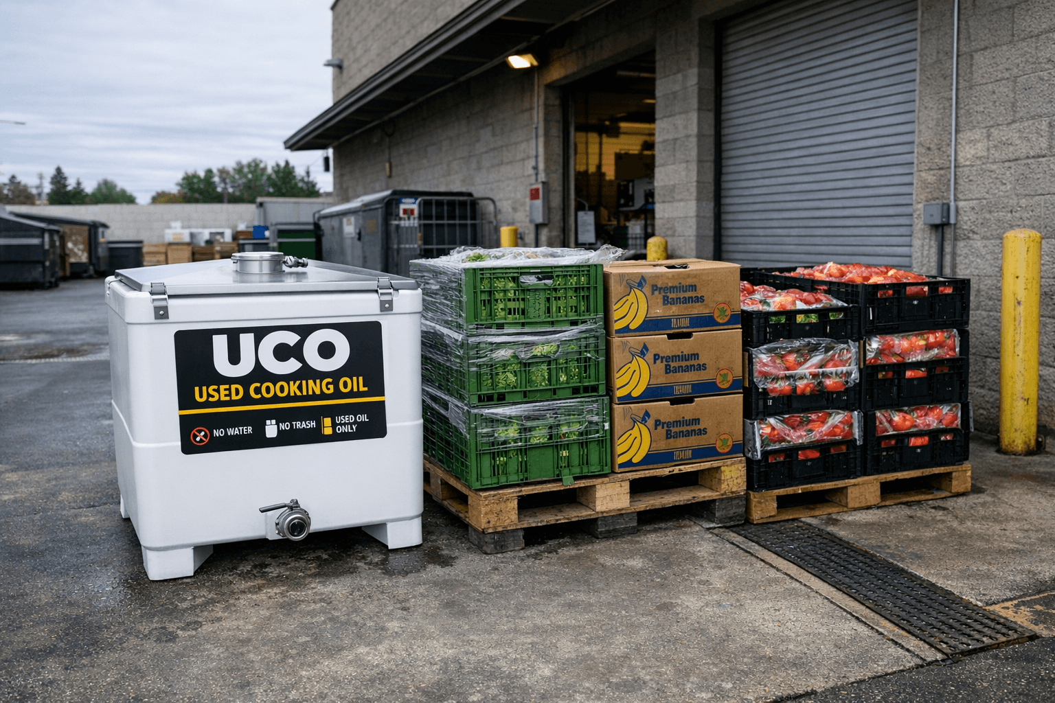 Multi-store grocery chain grease management dashboard showing compliance status across locations